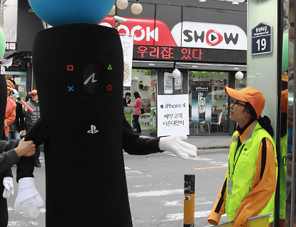 韓国の着ぐるみ「プレイステーションムーブ」の宣伝部隊　２